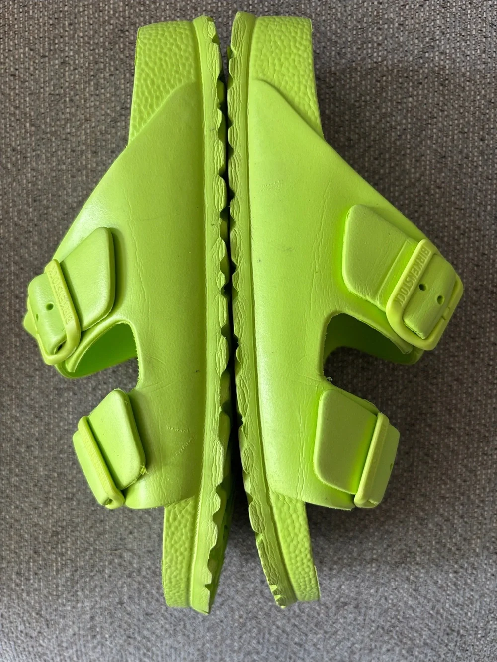 Birkenstock Kids Neon Lime Two-Strap Slide Sandals